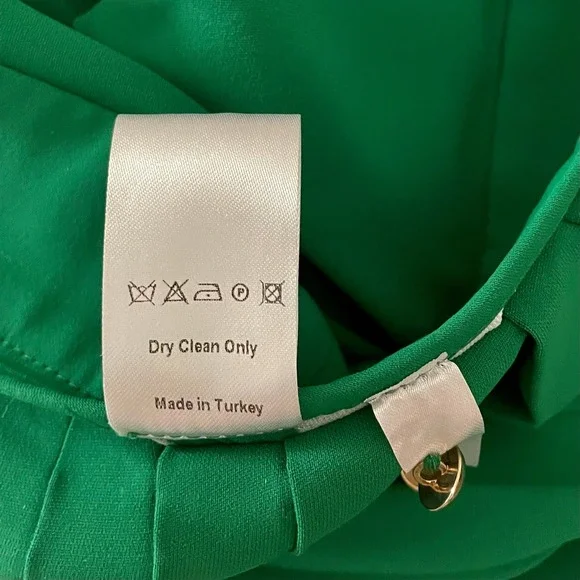 NWT!! KAREN MILLEN Soft Tailored Pleated Sleeveless Shirt Dress Solid Green US 8 - Picture 15 of 16